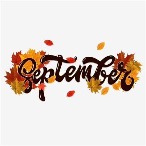 Month September Clipart PNG Images, Autumn September Month Font ...