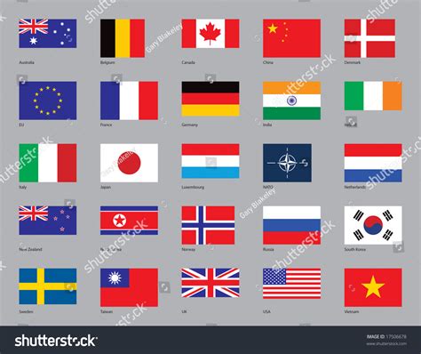 Flags Twentythree Countries Plus Eu Nato Stock Vector 17506678 ...