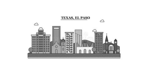 United States, El Paso City Skyline Isolated Vector Illustration, Icons ...