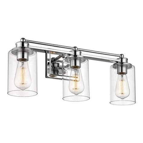 JAZAVA Modern 22.5 in.3-Light Chrome Bathroom Vanity Light with Clear ...