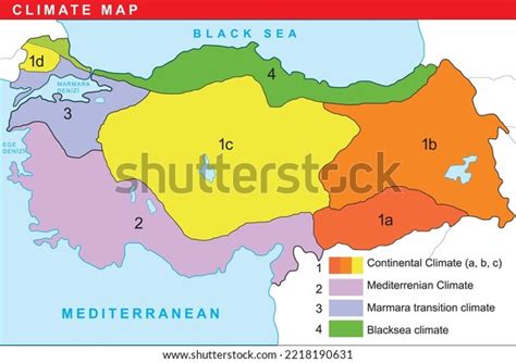 Turkey Climate Map Map Showing Climates Stock Vector (Royalty Free) 2218190631 | Shutterstock