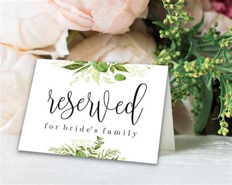 Reserved Printable Reserved Wedding Sign Reserved Table Sign Wedding Printable Wedding Template ...