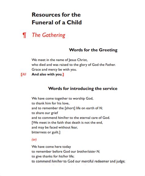 Children Funeral Program Templates