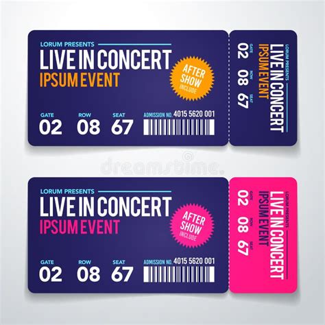 Vector Illustration Concert Ticket Template. Concert, Party or Festival ...