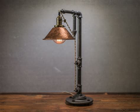 Industrial Style Table Lamp - Pendant Edison Bulb - Copper Shade