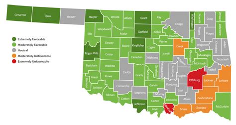 Oklahoma Counties Favorability Map | Phillips Murrah P.C.