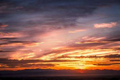 Early Morning Sunrise Over Valley of Fire and Las Vegas Stock Photo ...