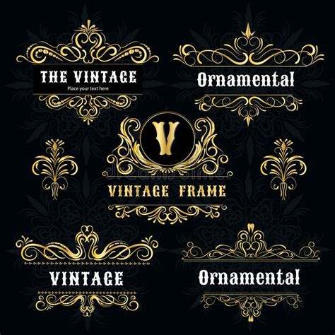 Vintage Logo Templates Vector Gold Decorative Frame. Stock Vector - Illustration of invitation ...