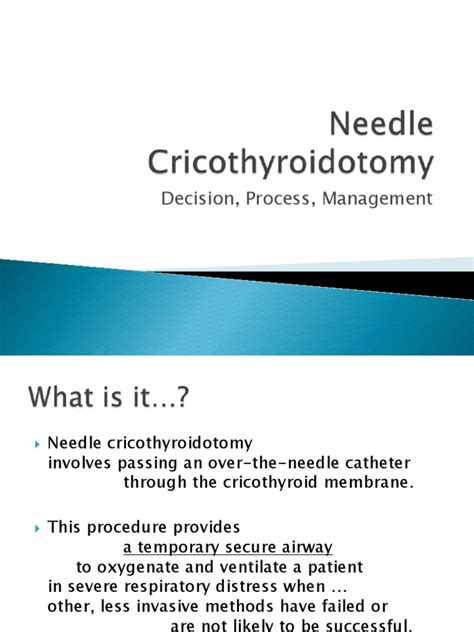 Needle Cricothyroidotomy | PDF | Respiratory Tract | Respiration