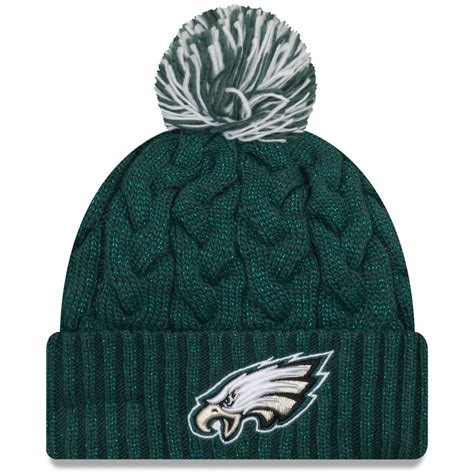 Women's Philadelphia Eagles New Era Midnight Green Cozy Cable Cuffed Knit Hat