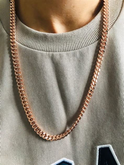 Rose Gold Diamond Cut long Chain Cuban Necklace for men – C&S