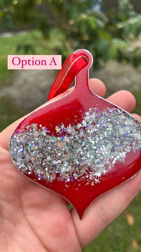 Red & Silver Glitter Ornaments - Etsy