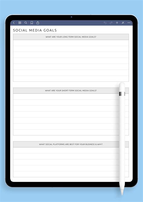 Download Printable Social Media Goals Template PDF