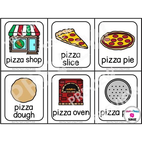 Kindergarten Writing Center Words- Picture/Vocabulary Card Theme: Pizza Shop | Made By Teachers