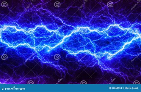 Red And Blue Lightning Bolts Of Electrical Current Moving Wildly Across ...