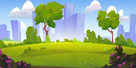 Free Vector | City park landscape summer or spring background