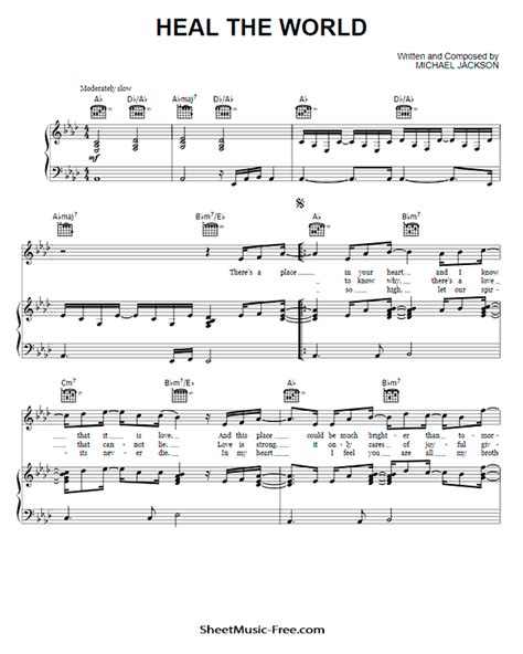 Heal The World Sheet Music Michael Jackson | Sheet music, Michael ...