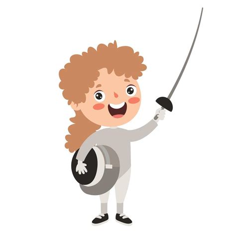 Cartoon Illustration Of A Kid Playing Fencing 10721891 Vector Art at Vecteezy