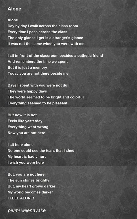 Alone - Alone Poem by piumi wijenayake