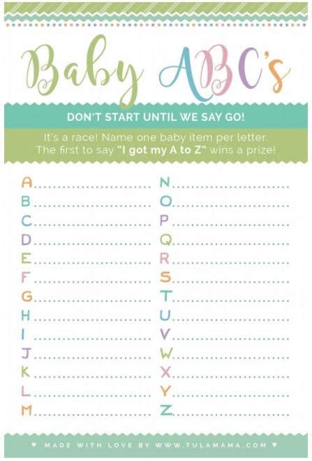 Baby Shower Name Game Az - Fairbairn Welver