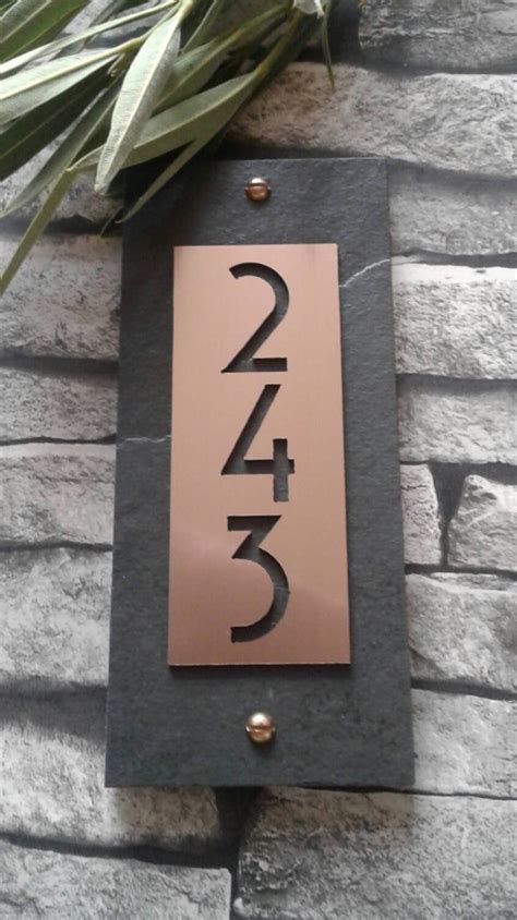 Modern Craftsman House Numbers Copper Vertical Address Plaque | Etsy in 2020 | Modern house ...