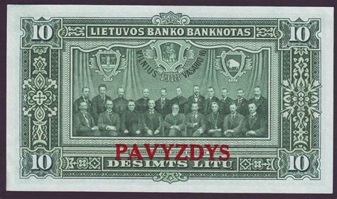 Lithuanian Litas 10 Litu banknote 1938 "20 Years of Independence ...