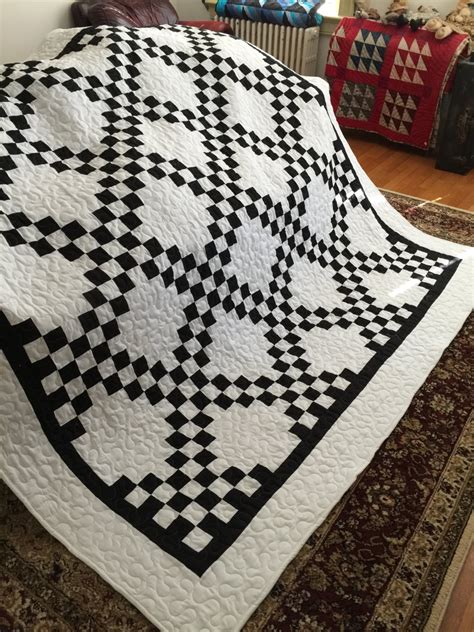 Quilt Double Irish Chain Black and White Queen With White | Etsy