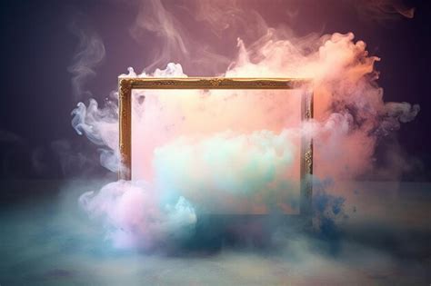 Premium Photo | A frame in a cloud of smoke with a pink background.