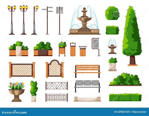 Park Elements Set stock vector. Illustration of foliage - 229853169