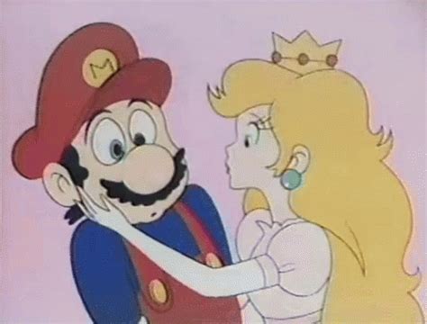 an animated image of mario and princess peach from the cartoon super mario bros, which appears ...