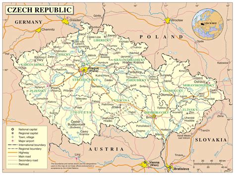 Czechia map - Map of Czechia (Eastern Europe - Europe)