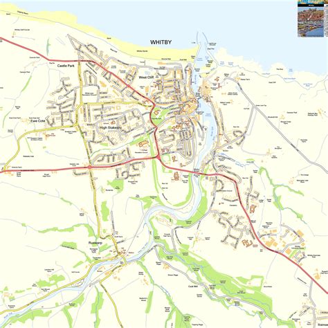 Whitby Offline Street Map, including Whitby Abbey, Harbour, River Esk ...