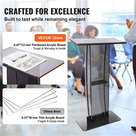 VEVOR Acrylic Podium, 47" Acrylic Podium Stand with Wide Reading ...