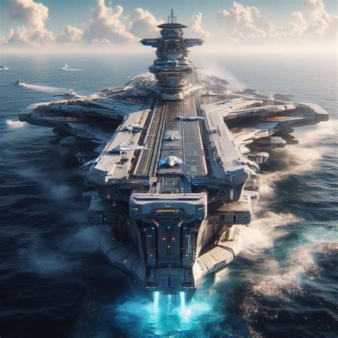 Futuristic aircraft carrier at sea 2 by Jesse220 on DeviantArt