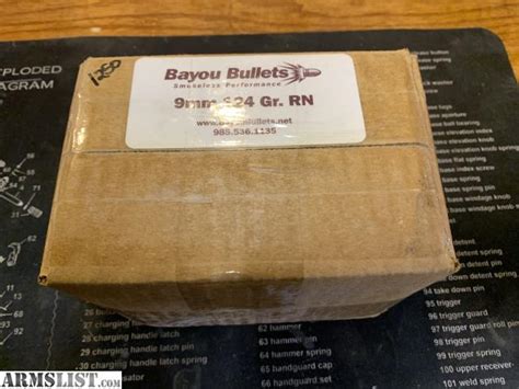 ARMSLIST - For Sale: Bayou Bullets 9mm 124 Gr. RN