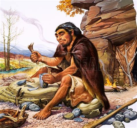 Neanderthal tool maker stock image | Look and Learn