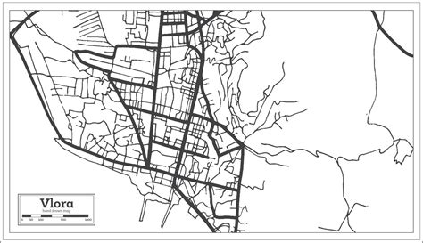 Vlora Albania City Map in Black and White Color in Retro Style Isolated ...