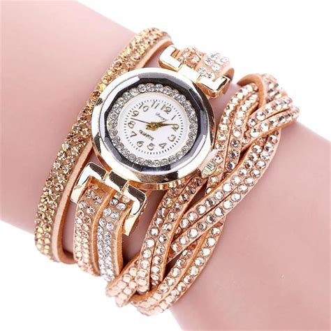 DUOYA Luxury Bracelet Watches Women Fashion Ladies Crystal Gold Quartz ...