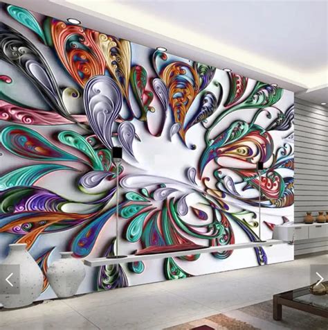 3D European Abstract Colorful Flower Mural Wallpaper Creative Wall Art ...