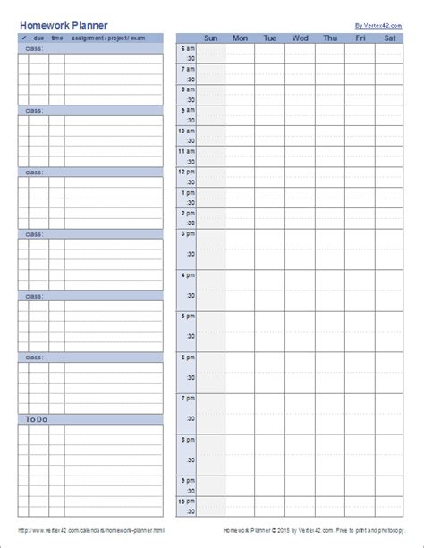 Homework Planner Template