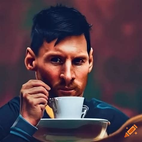 Messi enjoying tea in nepal on Craiyon