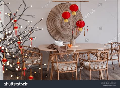 Interior Dining Room Table Decor Chinese Stock Photo 2242784023 ...