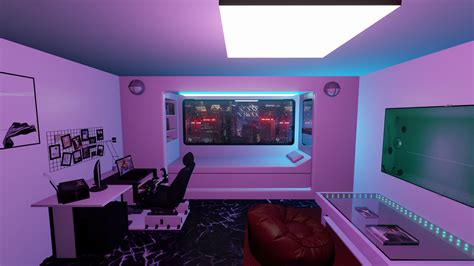 Neon Lights Bedroom Design 3D | CGTrader