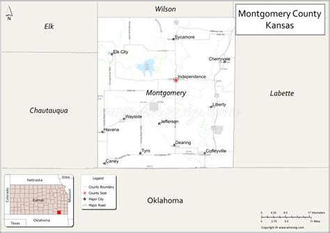 Map of Montgomery County, Kansas - Where is Located, Cities, Population, Highways & Facts