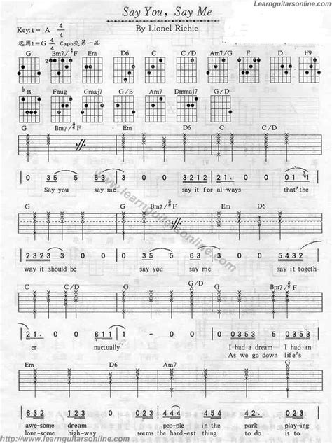 Say you say me by Lionel Richie Guitar Tabs Chords Sheet Music Free ...