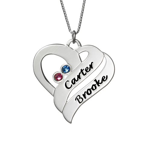 GiftNameNecklace - Two Hearts Necklace Sterling Silver