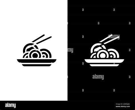 Art illustration design concpet icon black white logo isolated symbol of noodle Stock Vector ...