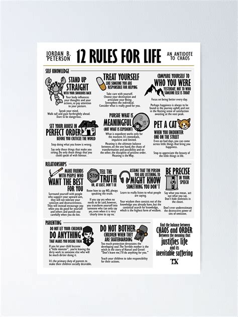 "12 Rules for Life Visual Book (Jordan B. Peterson)" Poster for Sale by TKsuited | Redbubble