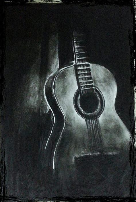 Realistic Guitar Charcoal work Drawing by Kaushik Varma - Pixels