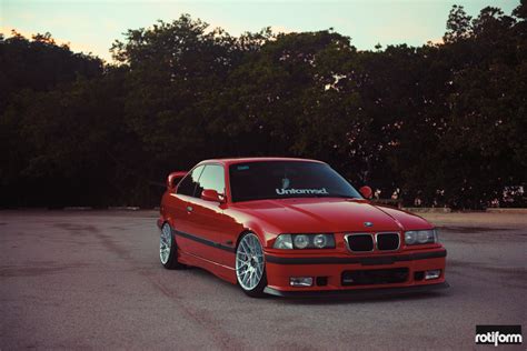 Classic BMW M3 E36 in Bright Red Color Fitted With Stylish Rotiform Rims — CARiD.com Gallery